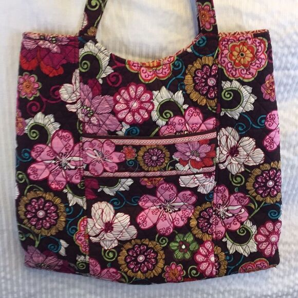 Vera large tote. 14x15. Mauve floral - Picture 2 of 12